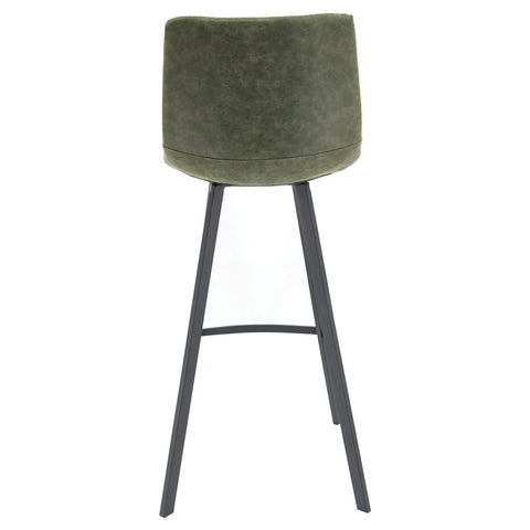 Elland Modern Upholstered Leather Bar Stool With Iron Legs & Footrest Set of 2