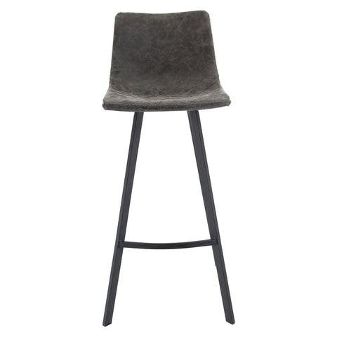 Elland Modern Upholstered Leather Bar Stool With Iron Legs & Footrest Set of 2