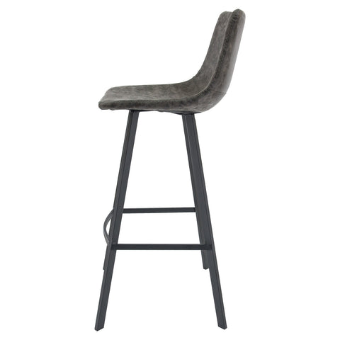 Elland Modern Upholstered Leather Bar Stool With Iron Legs & Footrest Set of 2