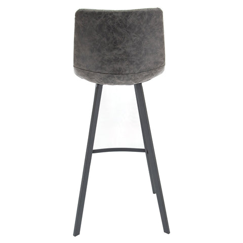 Elland Modern Upholstered Leather Bar Stool With Iron Legs & Footrest Set of 2