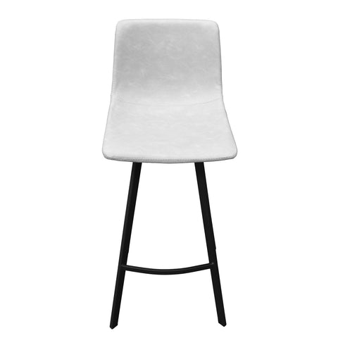 Elland Modern Upholstered Leather Bar Stool With Iron Legs & Footrest Set of 2