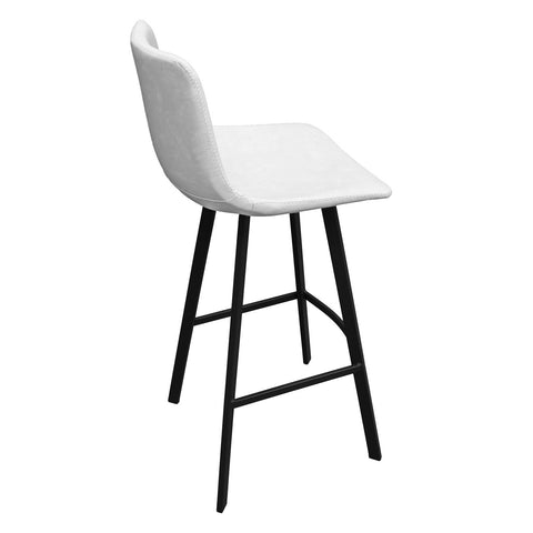 Elland Modern Upholstered Leather Bar Stool With Iron Legs & Footrest Set of 2