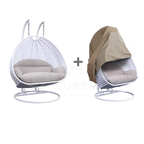 Wicker Hanging 2 person Egg Swing Chair With Outdoor Cover