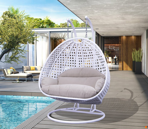 Wicker Hanging 2 person Egg Swing Chair With Outdoor Cover