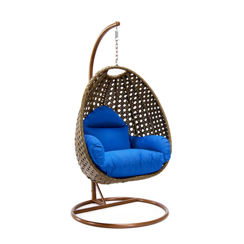 Beige Wicker Hanging Single Egg Swing Chair