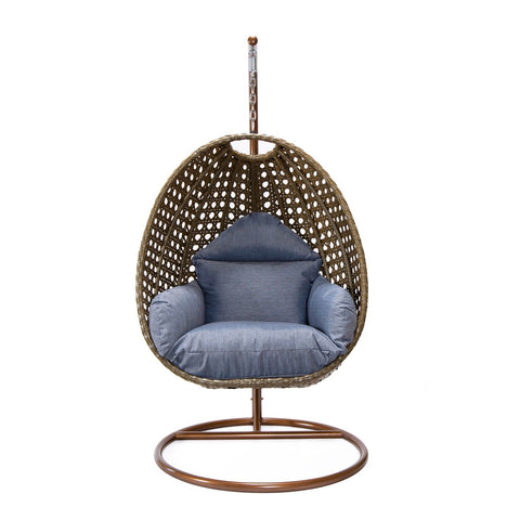 Beige Wicker Hanging Single Egg Swing Chair