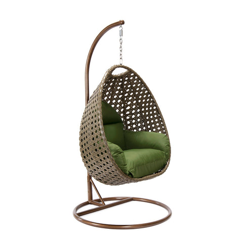 Beige Wicker Hanging Single Egg Swing Chair