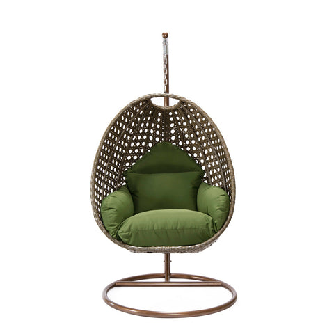 Beige Wicker Hanging Single Egg Swing Chair