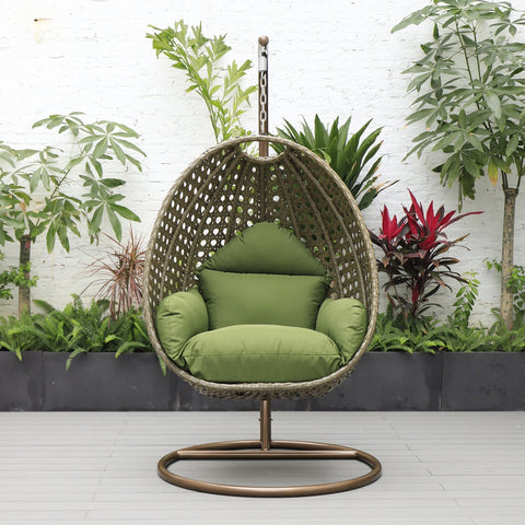 Beige Wicker Hanging Single Egg Swing Chair