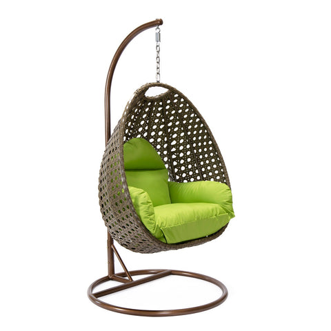 Beige Wicker Hanging Single Egg Swing Chair