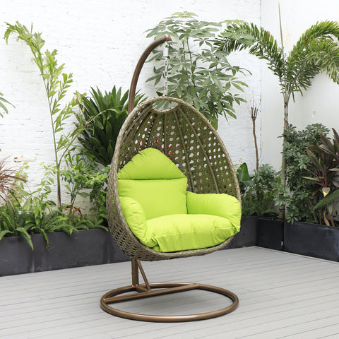 Beige Wicker Hanging Single Egg Swing Chair