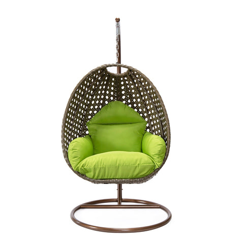 Beige Wicker Hanging Single Egg Swing Chair