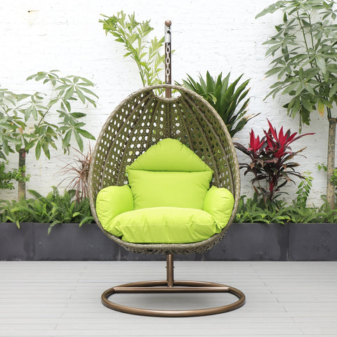 Beige Wicker Hanging Single Egg Swing Chair