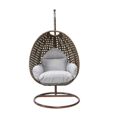 Beige Wicker Hanging Single Egg Swing Chair