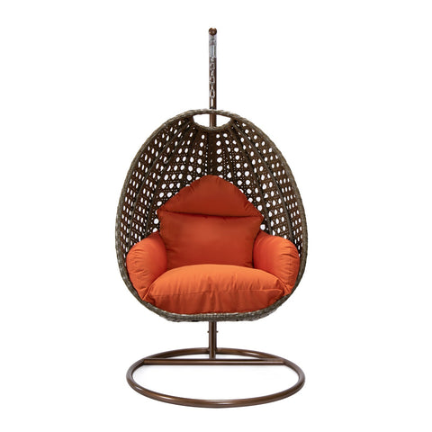 Beige Wicker Hanging Single Egg Swing Chair