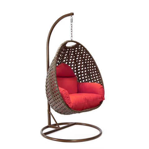 Beige Wicker Hanging Single Egg Swing Chair