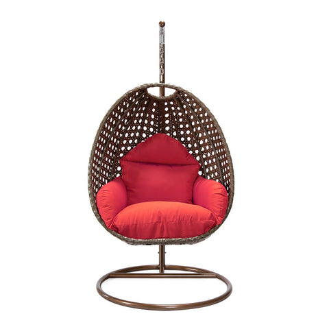 Beige Wicker Hanging Single Egg Swing Chair