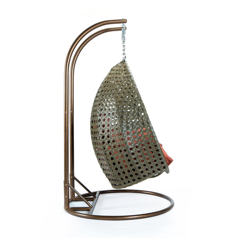 Modern Beige Wicker Hanging Double Seater Egg Swing Chair