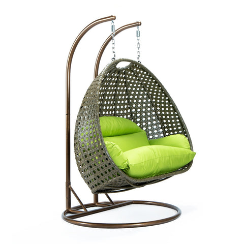 Modern Beige Wicker Hanging Double Seater Egg Swing Chair