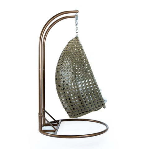 Modern Beige Wicker Hanging Double Seater Egg Swing Chair