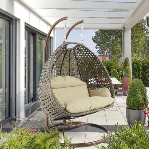 Modern Wicker Hanging Double Seater Egg Swing Chair