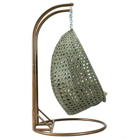 Modern Beige Wicker Hanging Double Seater Egg Swing Chair