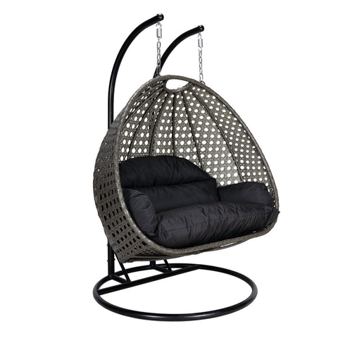 Modern Charcoal Wicker Hanging Double Seater Egg Swing Chair