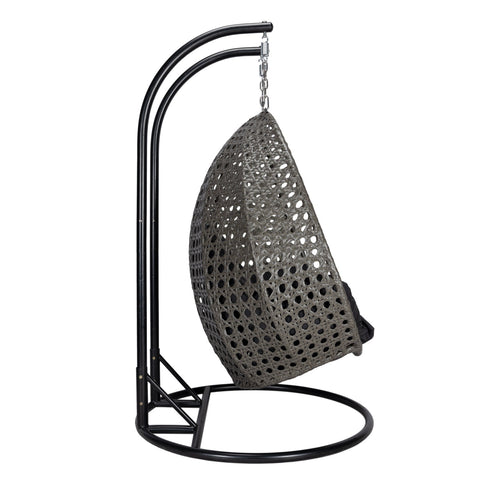 Modern Charcoal Wicker Hanging Double Seater Egg Swing Chair