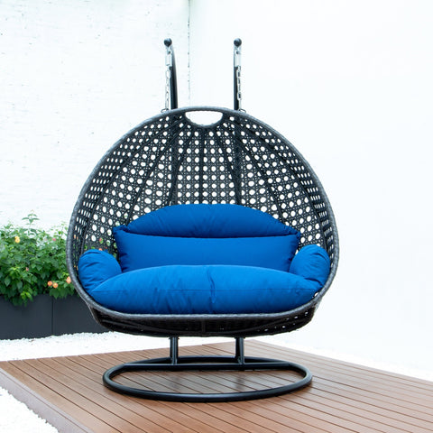 Modern Charcoal Wicker Hanging Double Seater Egg Swing Chair