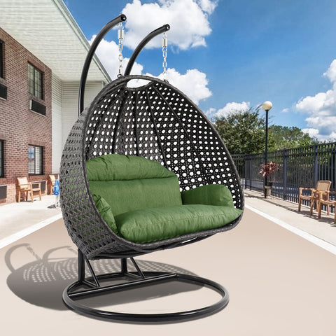 Modern Charcoal Wicker Hanging Double Seater Egg Swing Chair