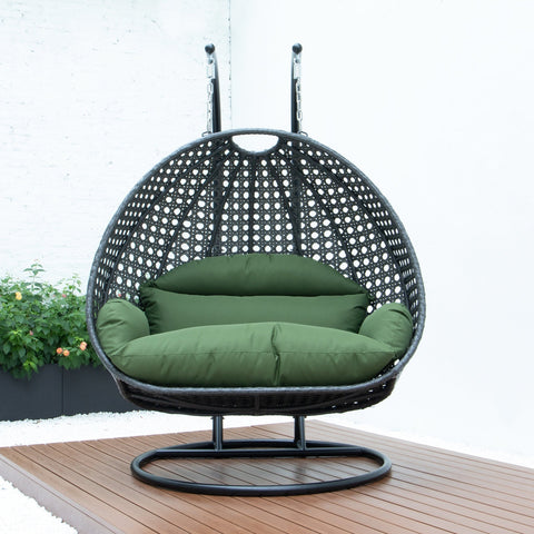 Modern Charcoal Wicker Hanging Double Seater Egg Swing Chair