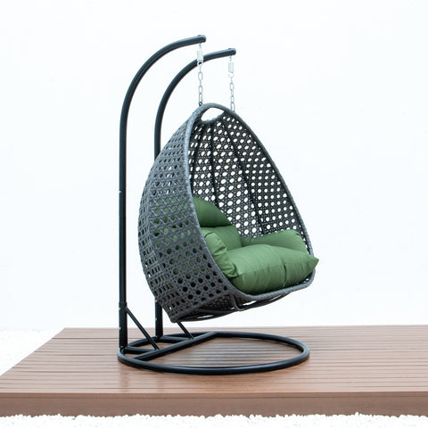 Modern Charcoal Wicker Hanging Double Seater Egg Swing Chair
