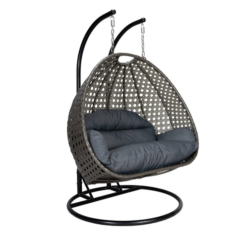 Modern Charcoal Wicker Hanging Double Seater Egg Swing Chair