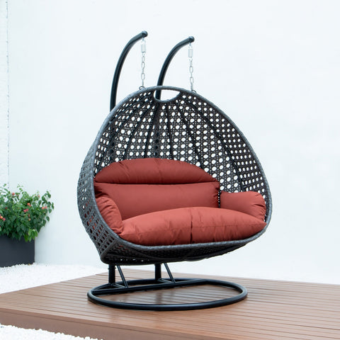 Modern Charcoal Wicker Hanging Double Seater Egg Swing Chair