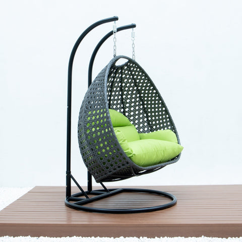 Modern Charcoal Wicker Hanging Double Seater Egg Swing Chair