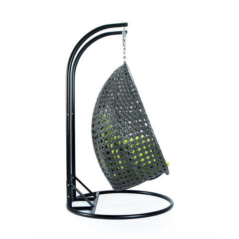 Modern Charcoal Wicker Hanging Double Seater Egg Swing Chair