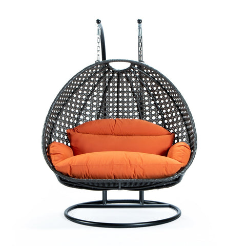 Modern Charcoal Wicker Hanging Double Seater Egg Swing Chair