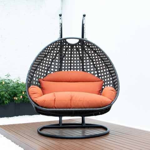 Modern Charcoal Wicker Hanging Double Seater Egg Swing Chair