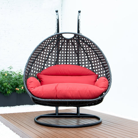 Modern Charcoal Wicker Hanging Double Seater Egg Swing Chair