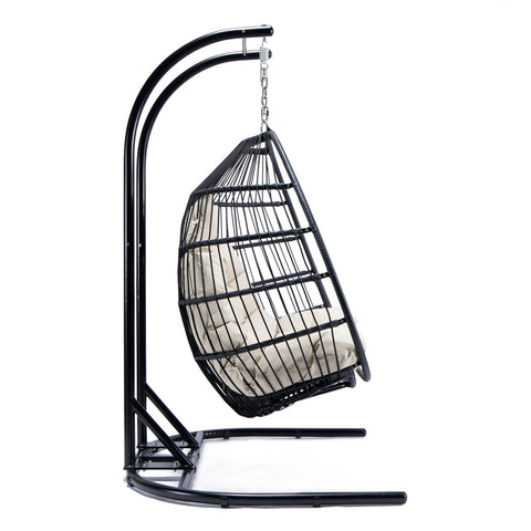 Wicker 2 Person Double Folding Hanging Egg Swing Chair