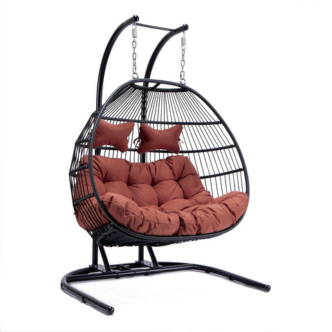 Wicker 2 Person Double Folding Hanging Egg Swing Chair