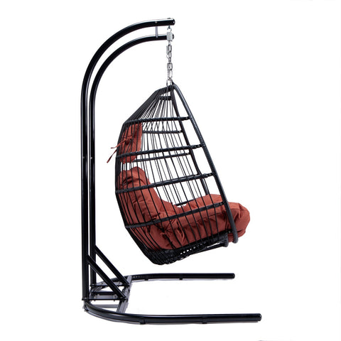 Wicker 2 Person Double Folding Hanging Egg Swing Chair