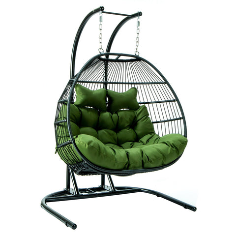 Wicker 2 Person Double Folding Hanging Egg Swing Chair