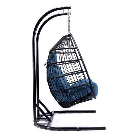 Wicker 2 Person Double Folding Hanging Egg Swing Chair