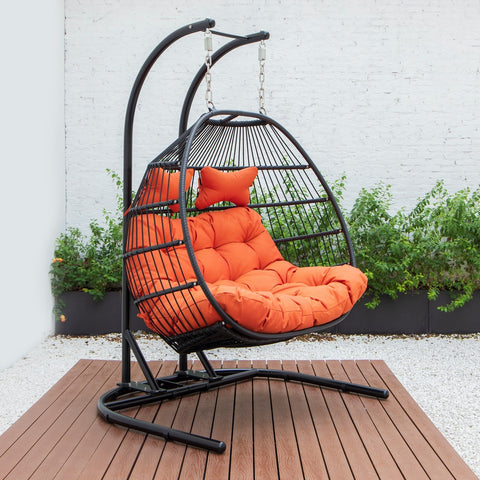 Wicker 2 Person Double Folding Hanging Egg Swing Chair