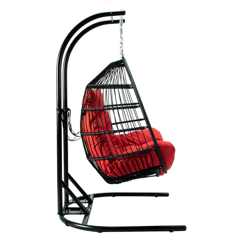 Wicker 2 Person Double Folding Hanging Egg Swing Chair