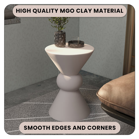 Echo Side Table with Weather-Resistant Fibersone Top Round Accent Table