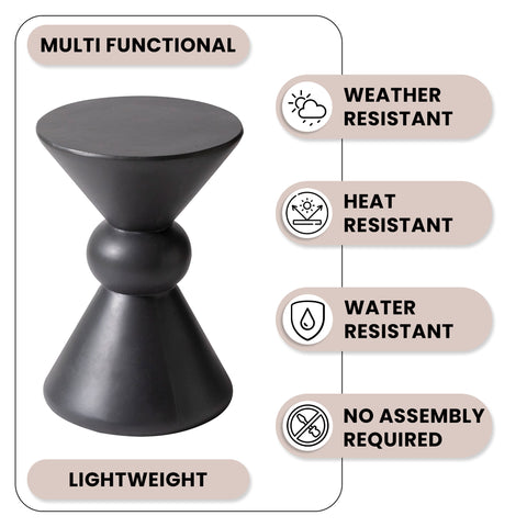 Echo Side Table with Weather-Resistant Fibersone Top Round Accent Table