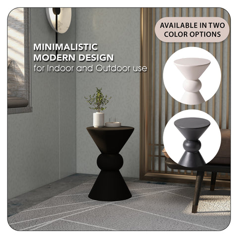 Echo Side Table with Weather-Resistant Fibersone Top Round Accent Table