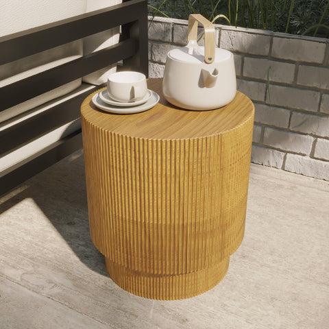 Eden Series Side Table in Fiberstone Round Accent Table for Home, Living Room, Indoor, and Outdoor